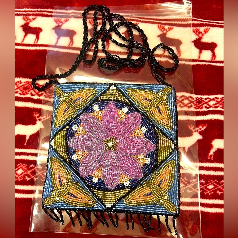 Vintage Unbranded Beautiful Beaded Crossbody Bag Multicolor